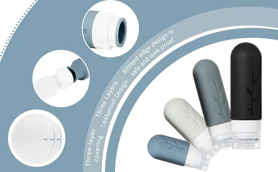 Close-up of the soft silicone in the travel bottles set