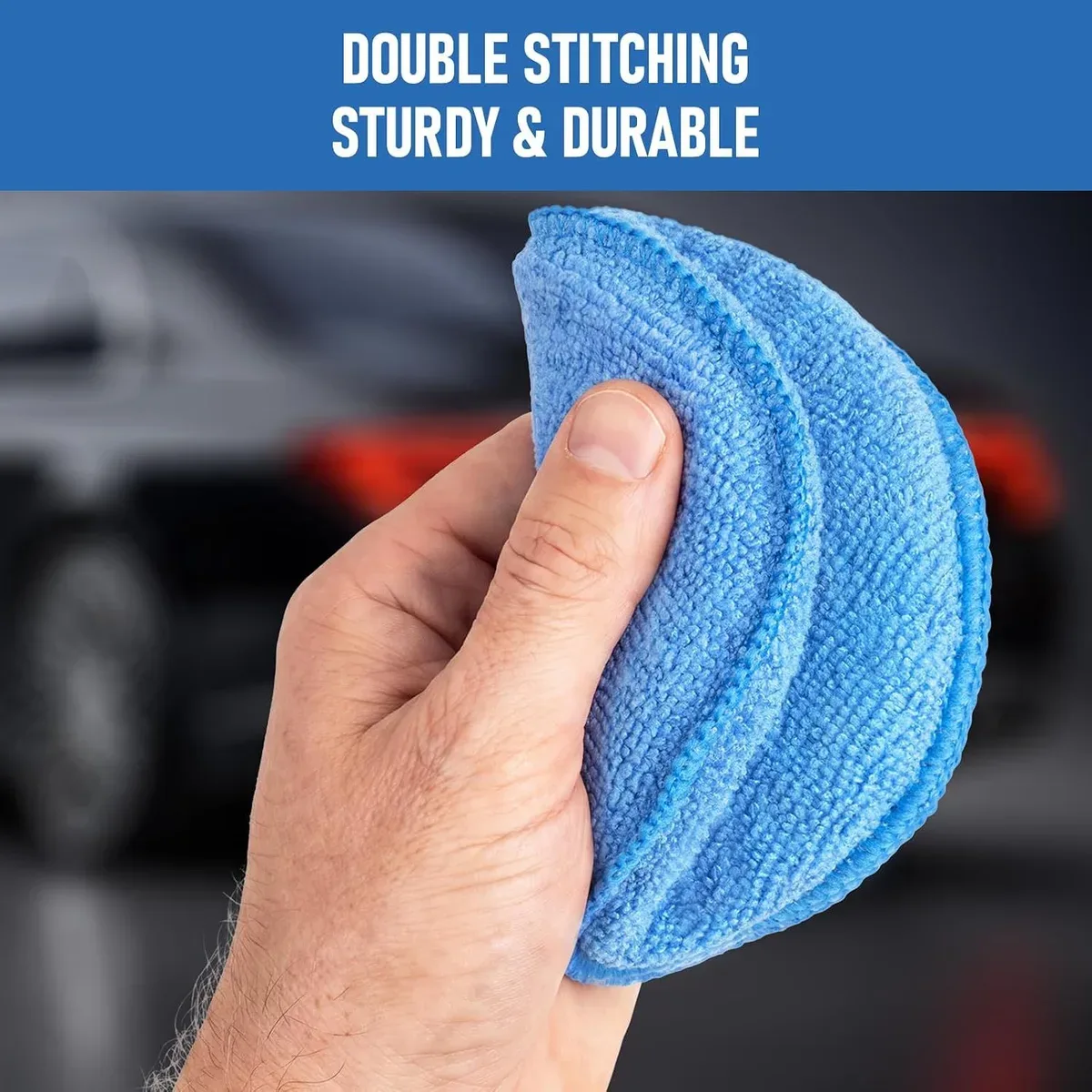 Double stitching around the microfiber wax applicator pads