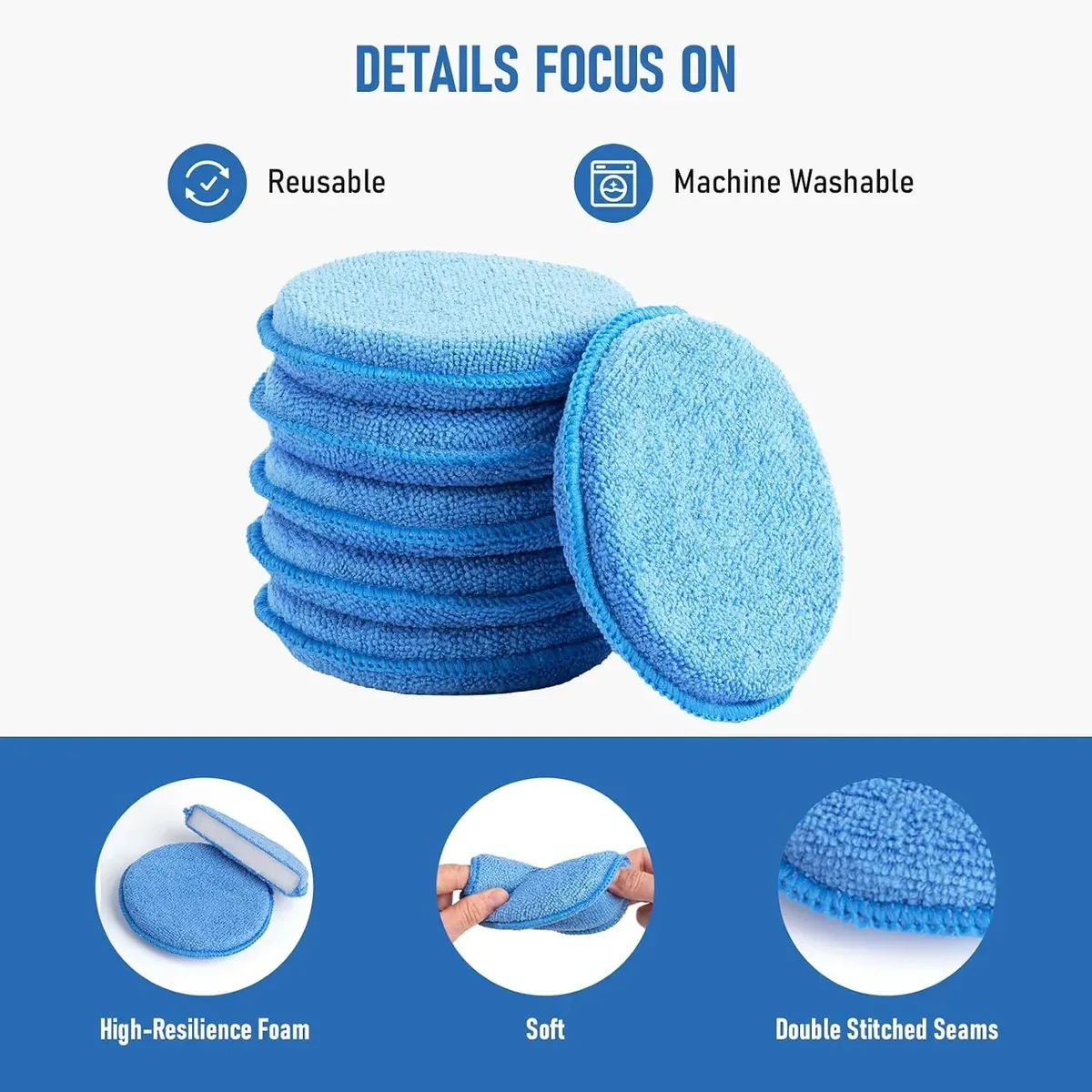 Machine washable and reusable microfiber wax applicator pads