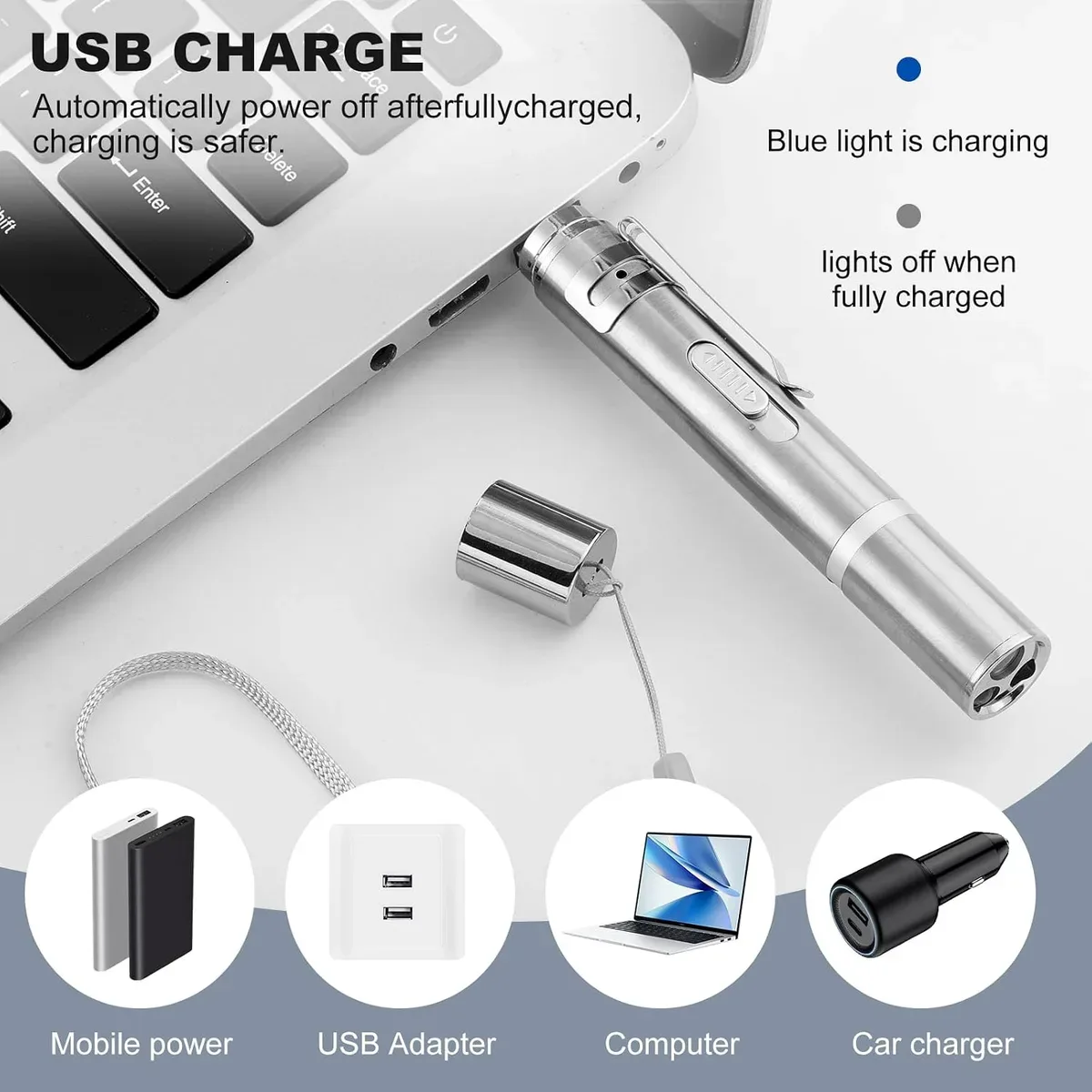 Cat laser pointer charging from a USB cable
