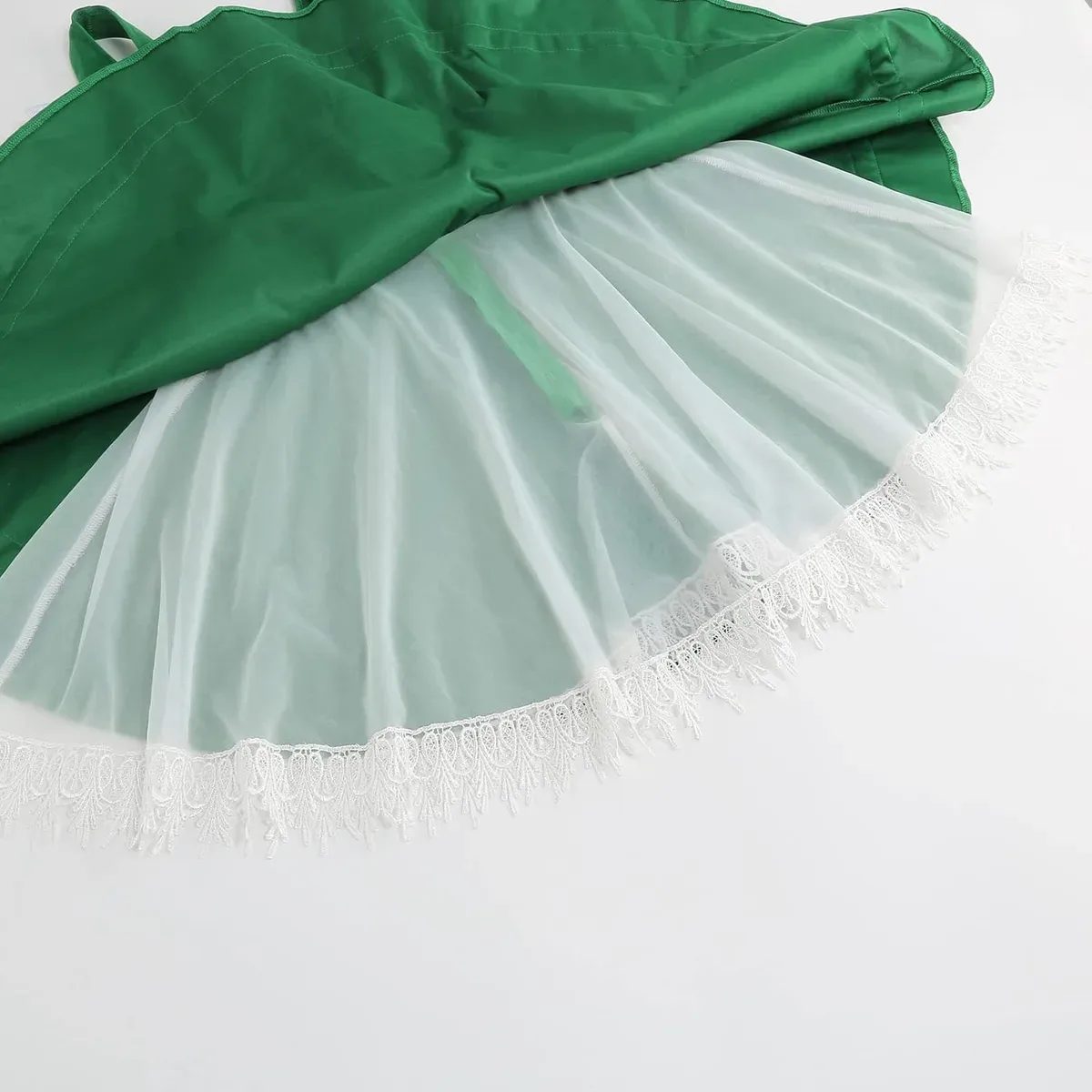 Petticoat trim under the skirt of the velvet dirndl dress