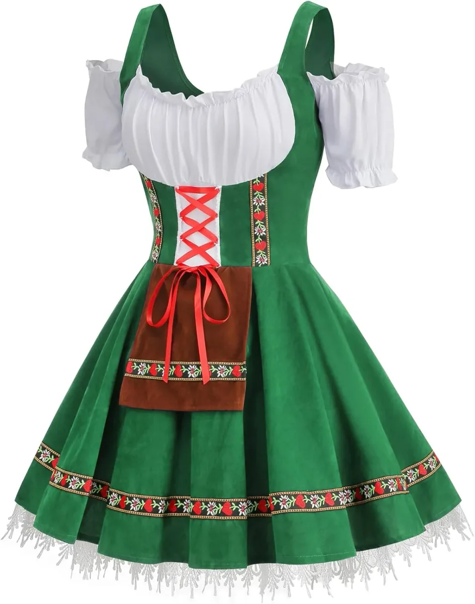 Side view of the velvet dirndl dress silhouette