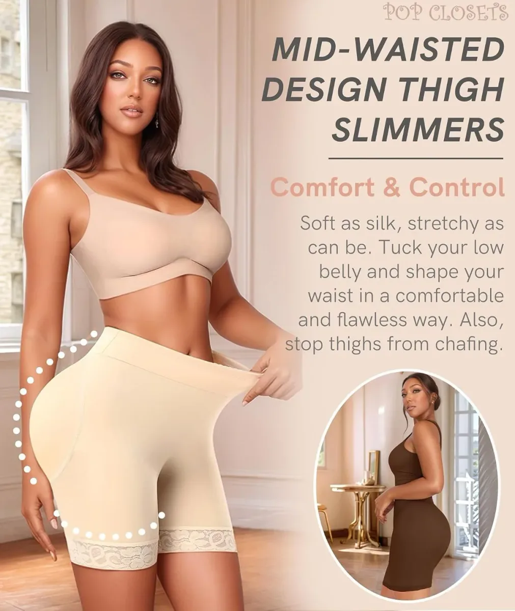 Mid-waist tummy control of the butt lifter shapewear shorts