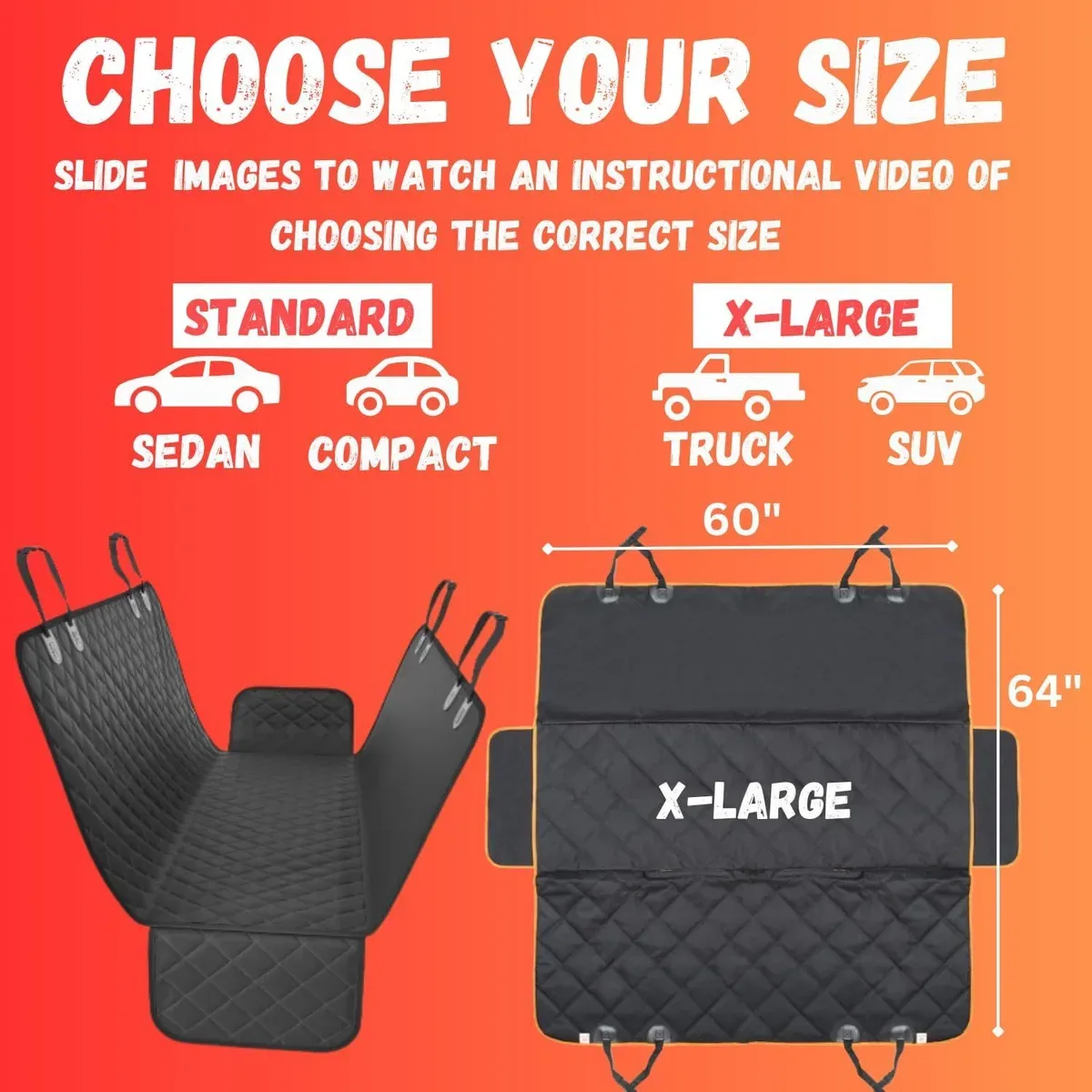 Size guide for choosing a dog car seat cover for your vehicle