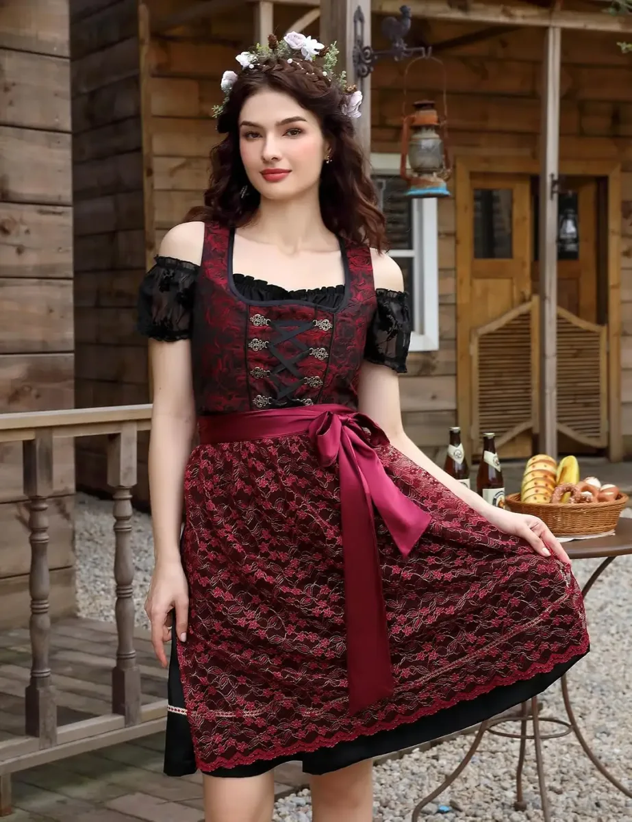 Swing skirt of the dirndl dress with blouse in motion