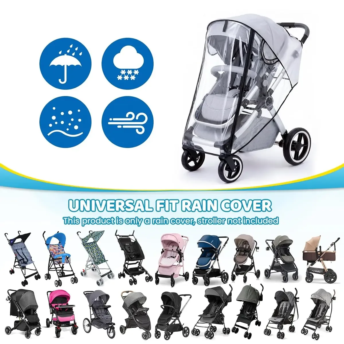 Stroller rain cover measurements for most single strollers