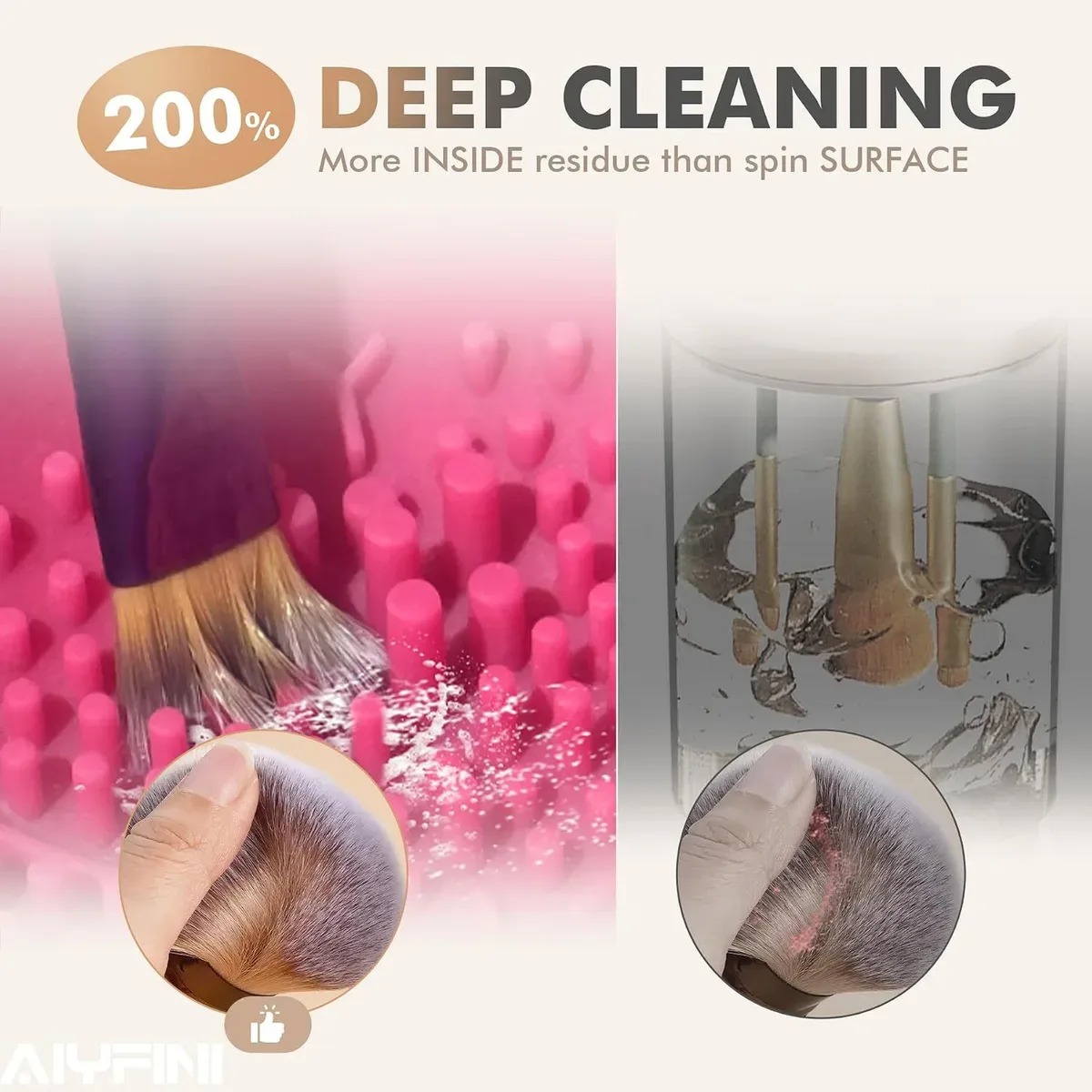 Electric makeup brush cleaner washing deep between the bristles