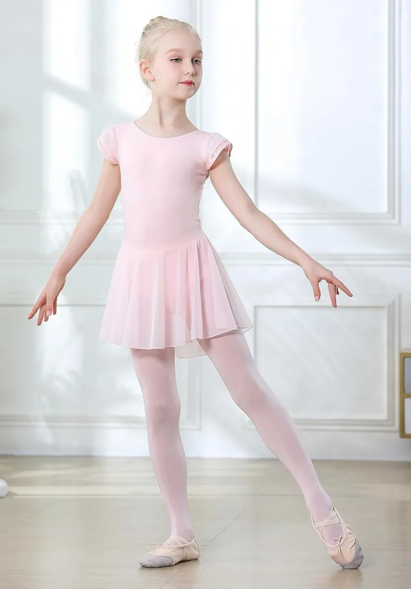 Girl dancing and spinning in the girls ballet leotard with skirt
