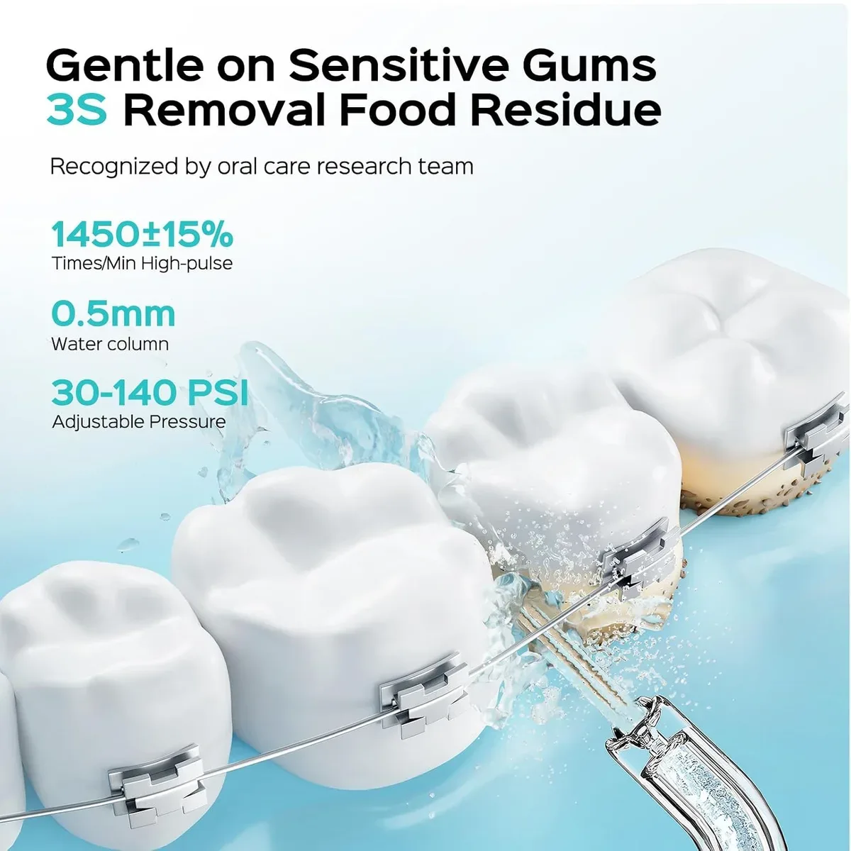 Gentle gumline cleaning with the travel water flosser