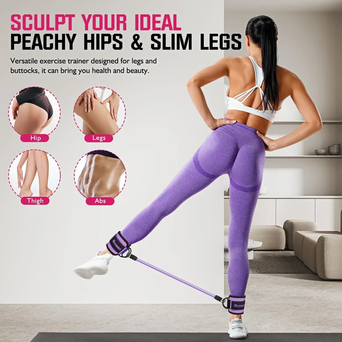 Glute kickback workout with ankle resistance bands