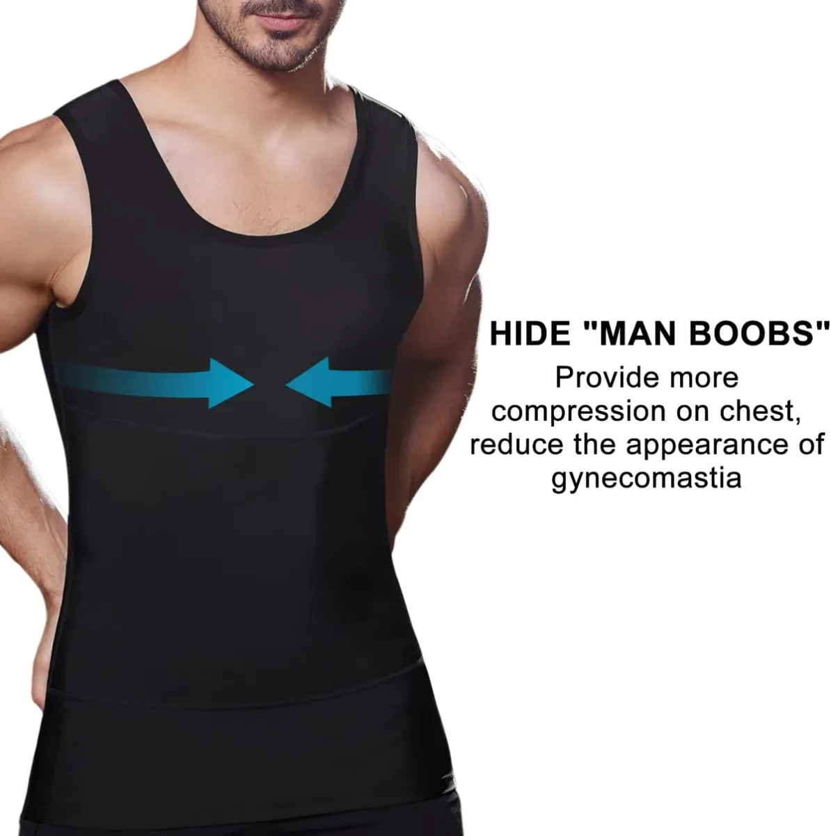 Chest compression provided by the slimming compression vest
