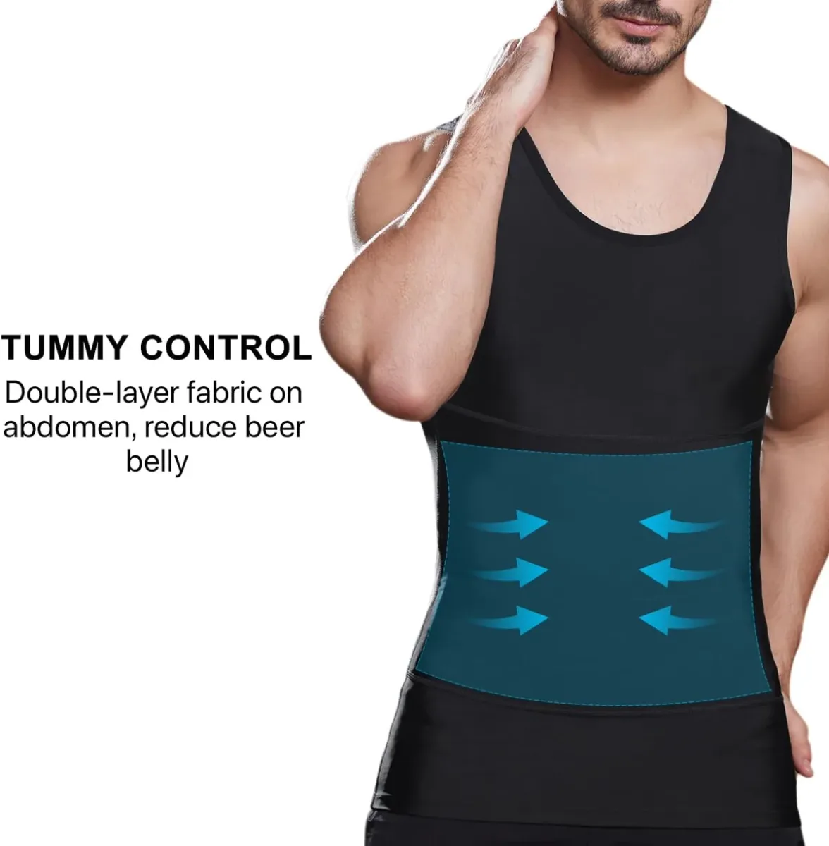 Double-layer tummy control panel of the slimming compression vest