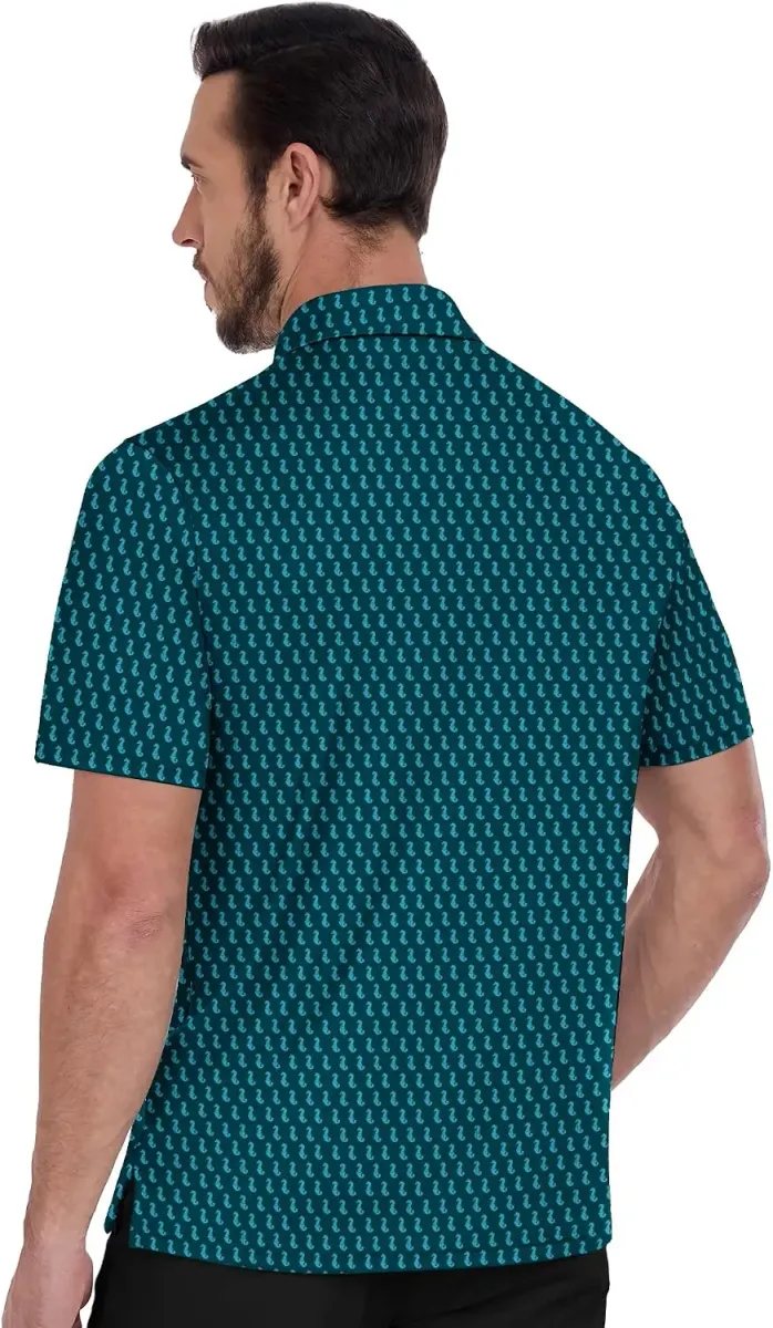Back view of the printed golf polo shirt