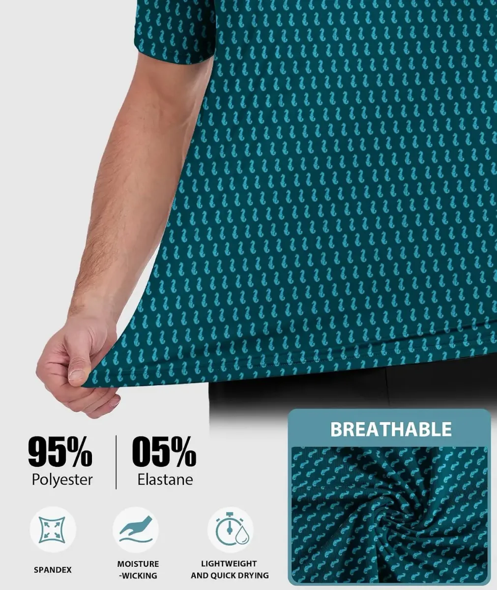 Breathable performance fabric of the printed golf polo shirt