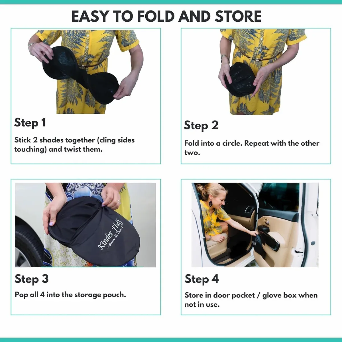 Car window sun shades folded for storage