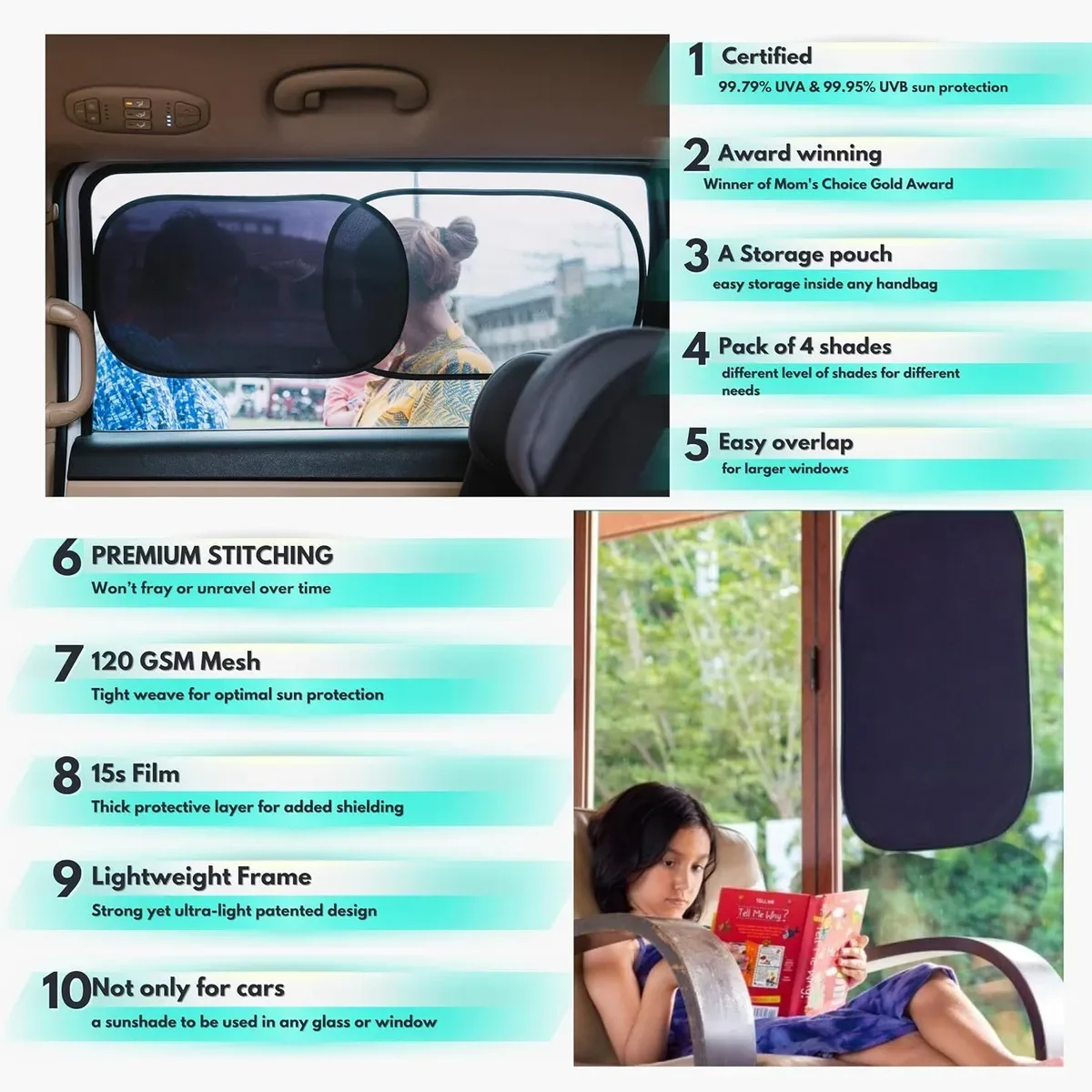 Key features of the car window sun shades