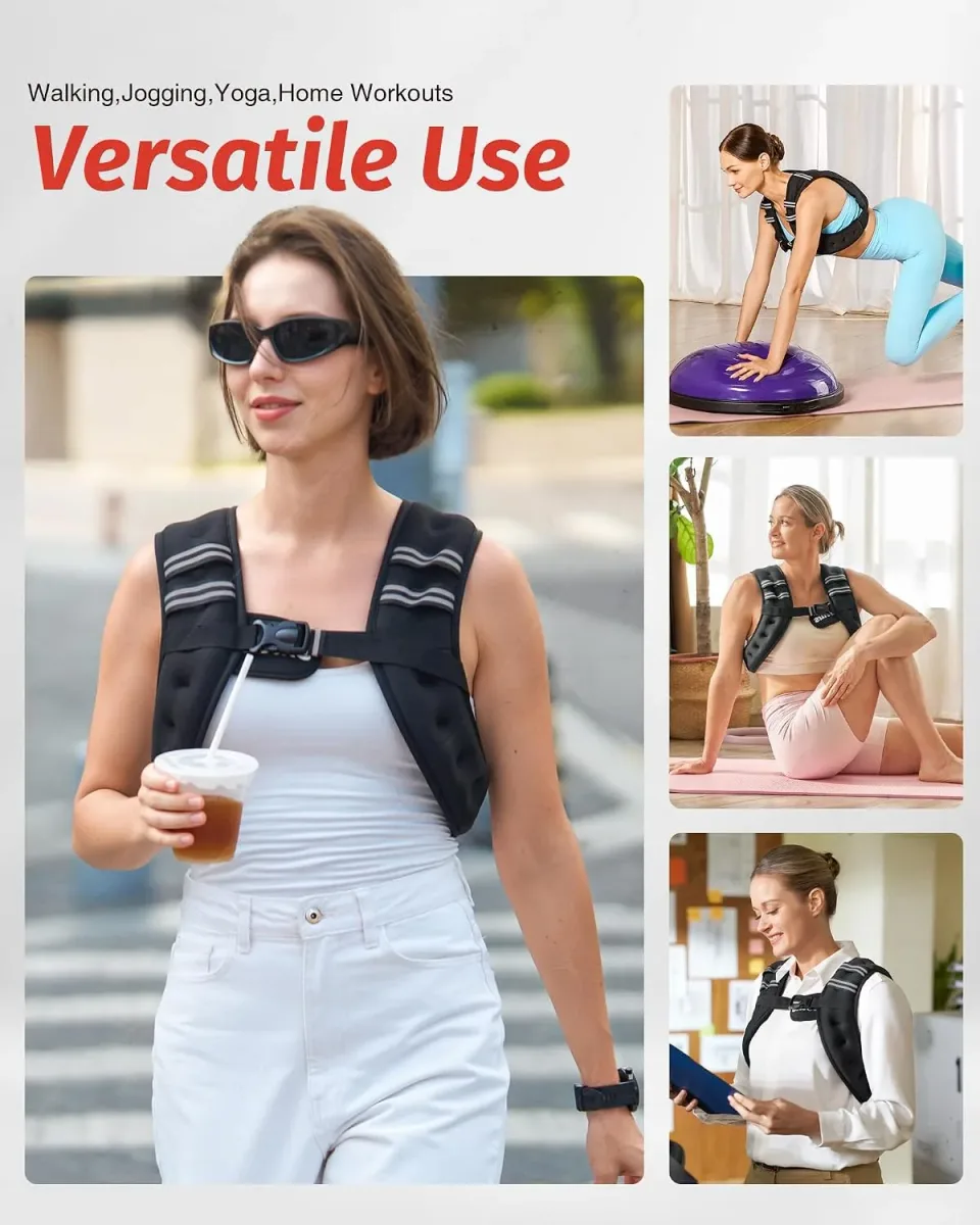 Weighted vest used for walking, running, yoga and lifting