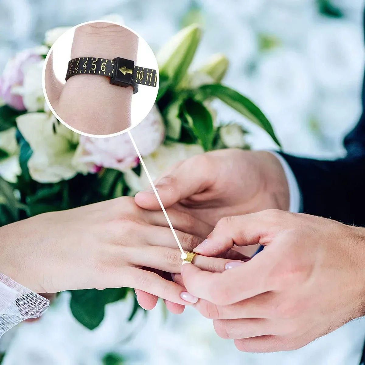 Ring sizer checking finger size before buying a wedding ring
