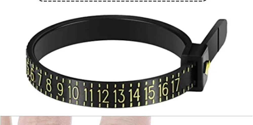 Detail of the ring sizer scale and arrow pointer