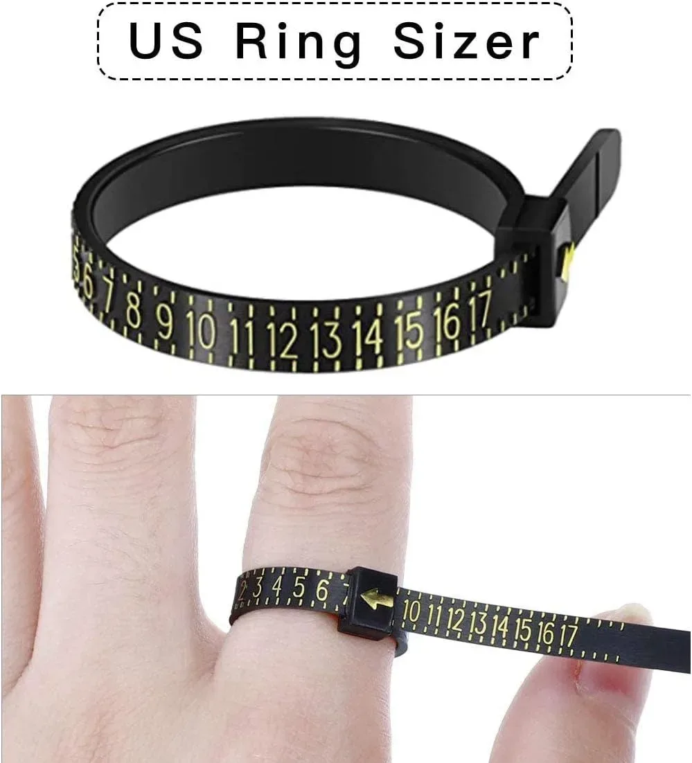 US size markings from 1 to 17 on the ring sizer