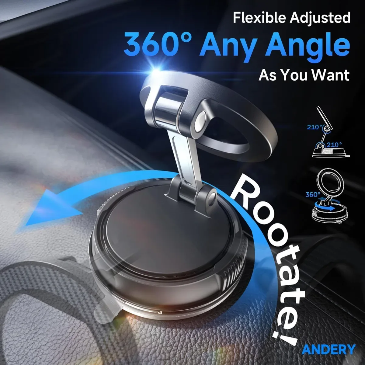 Magnetic car phone mount rotating 360 degrees