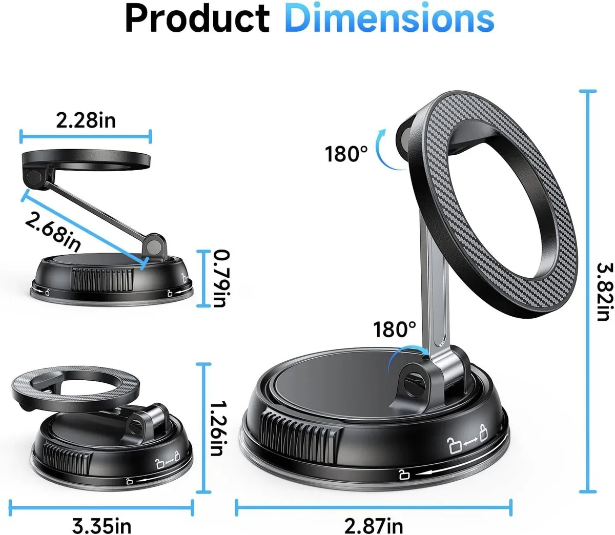 Magnetic car phone mount product dimensions