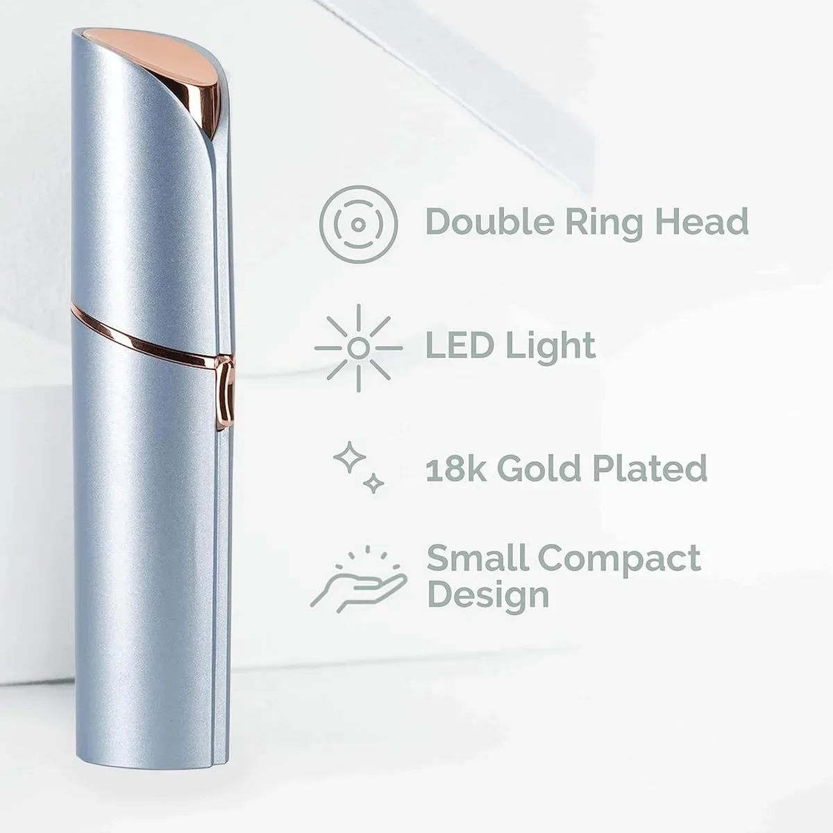 Double ring head and light of the facial hair remover up close