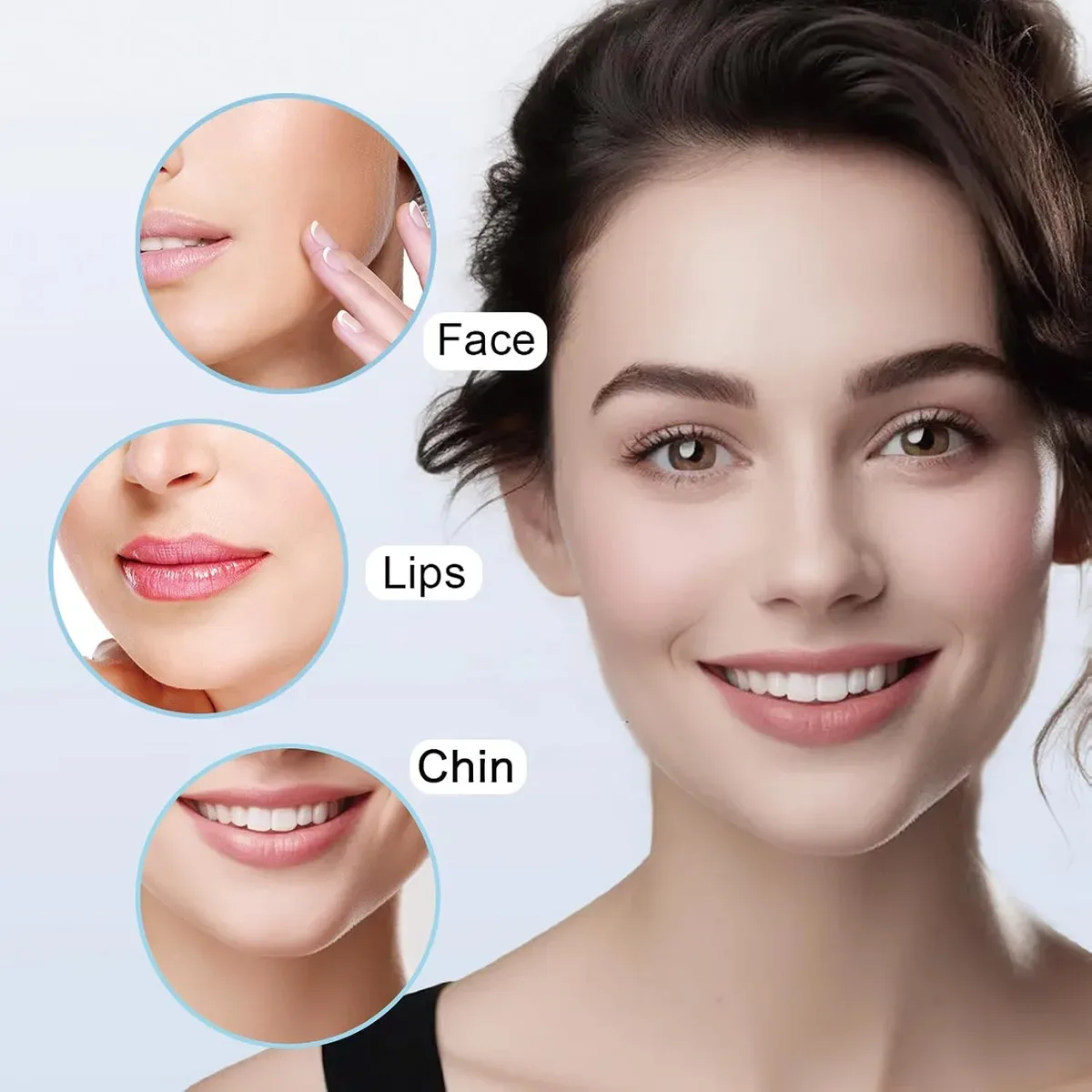 Facial hair remover used on the lip, chin and cheeks