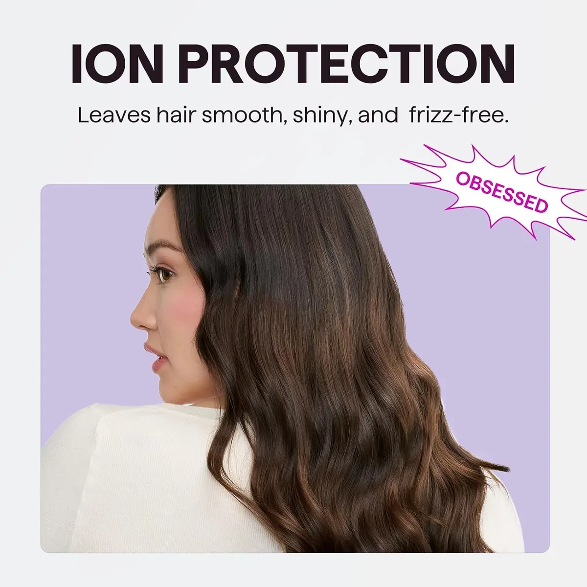 Smooth shiny waves styled with the ionic hair dryer with diffuser