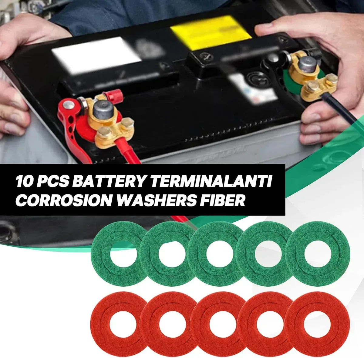 Ten anti-corrosion washers included with the battery terminal cleaner