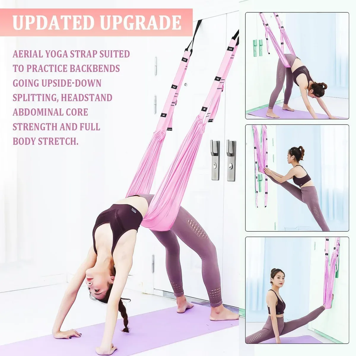 Leg stretcher strap supporting a backbend and a split