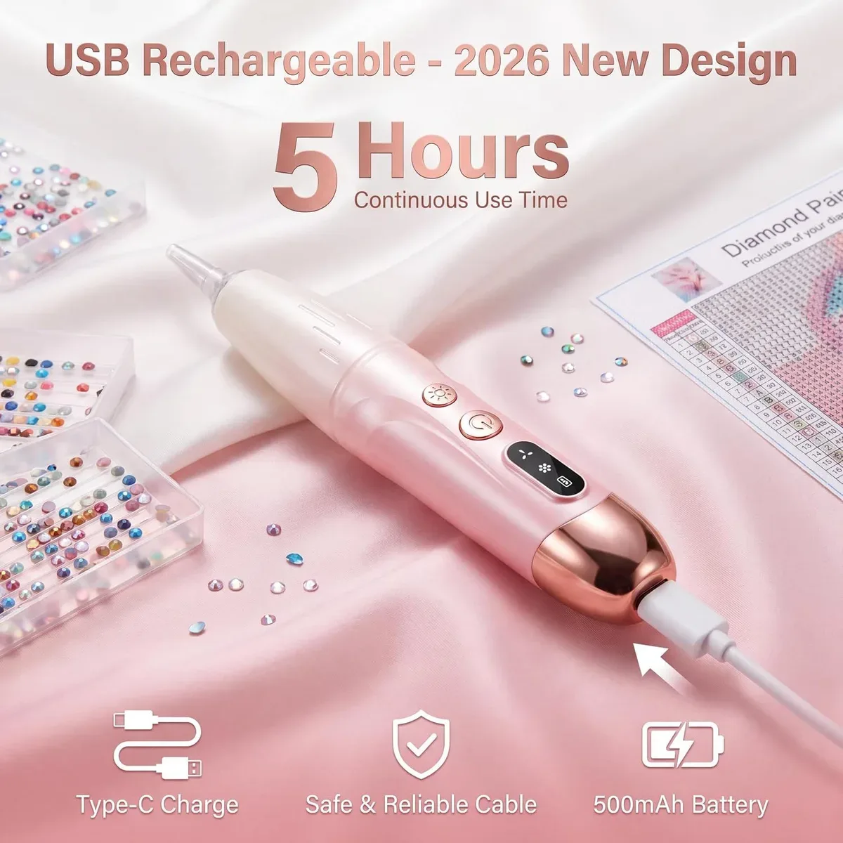 USB-C charging the electric diamond painting pen battery