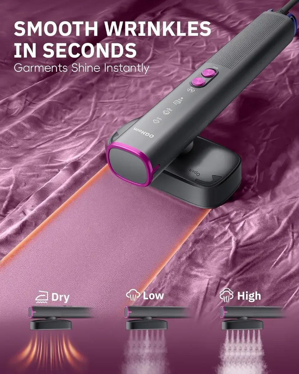 Travel steamer for clothes pressing a shirt flat like an iron