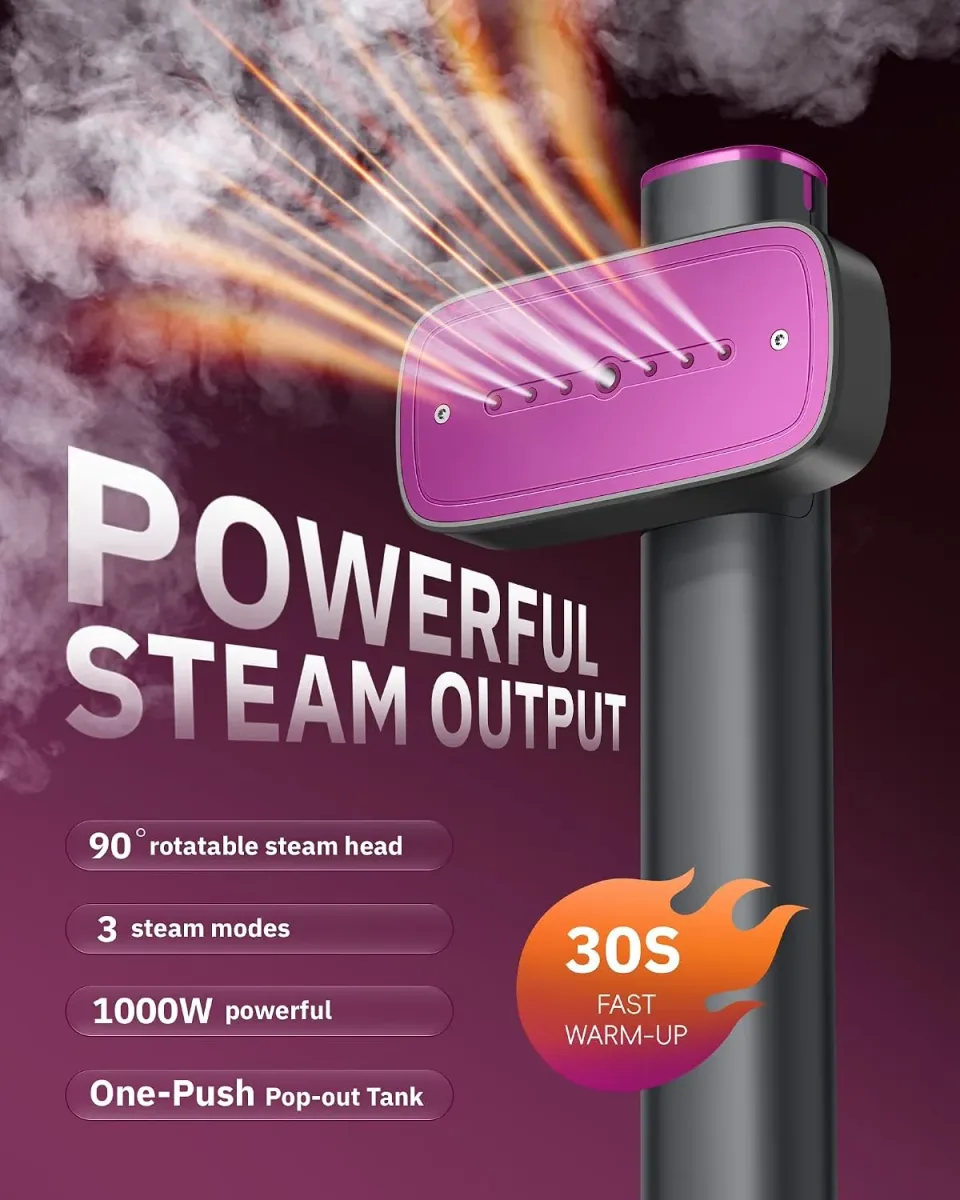 Travel steamer for clothes releasing a strong burst of steam