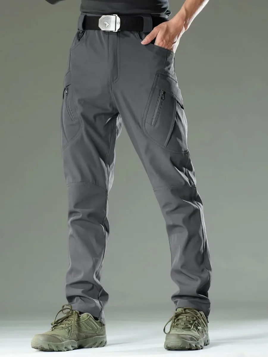 Front view of the tactical cargo pants with belt loops
