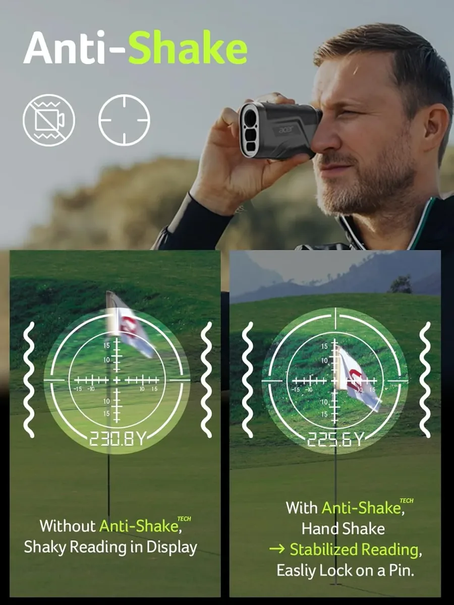 Anti-shake feature keeping the golf rangefinder with slope steady