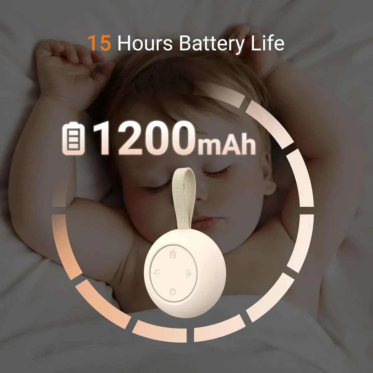 Portable baby sound machine battery lasting more than 15 hours