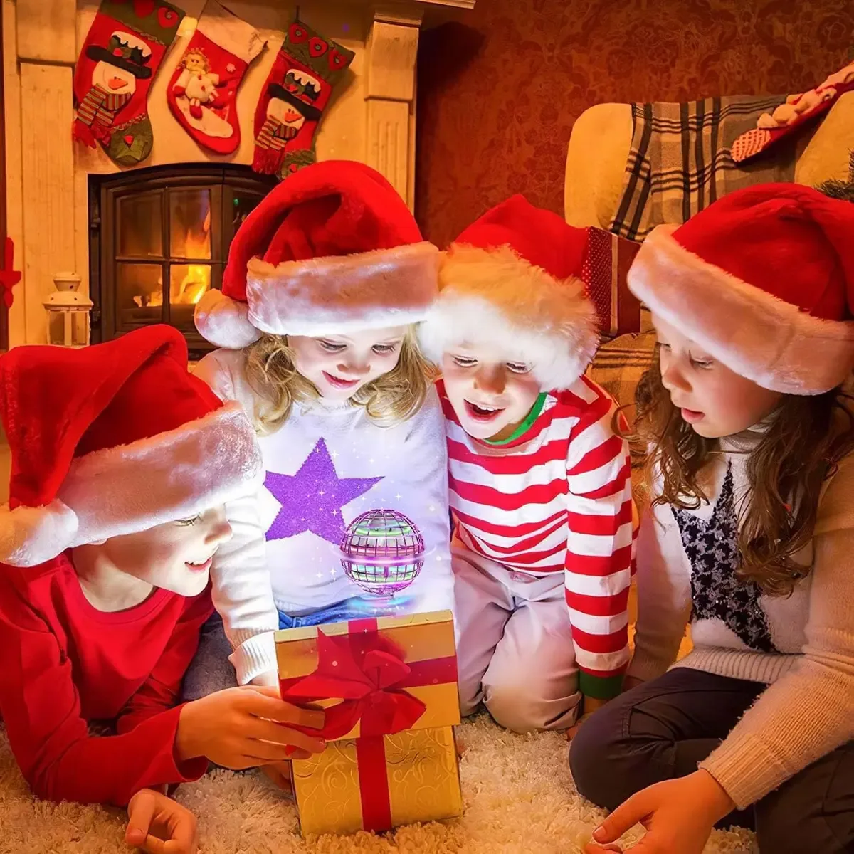 Flying orb ball wrapped as a holiday gift for kids