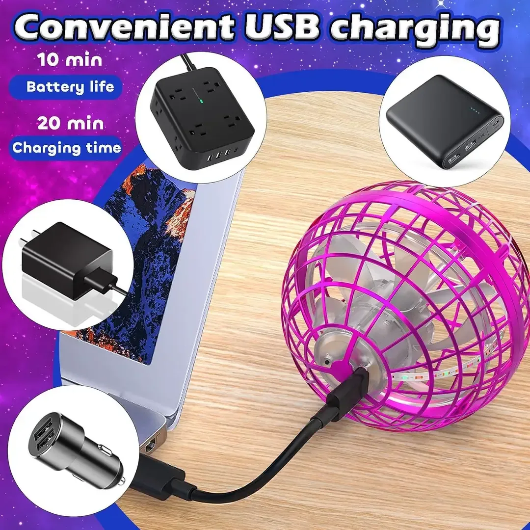 USB charging the flying orb ball for the next flight