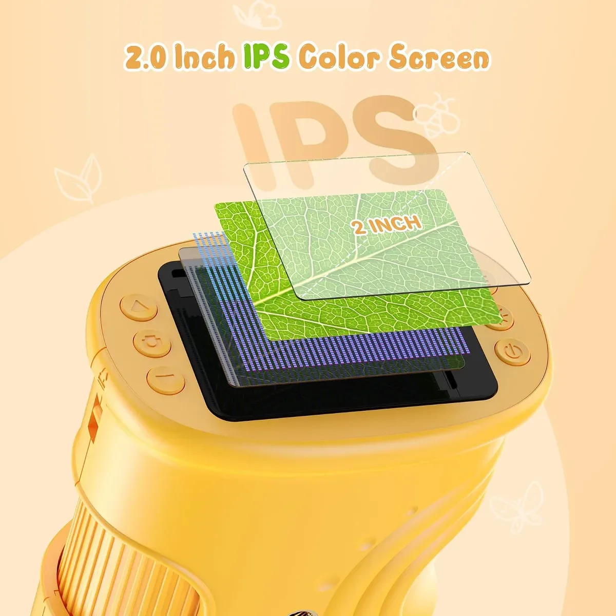 Bright 2 inch color screen of the digital microscope for kids