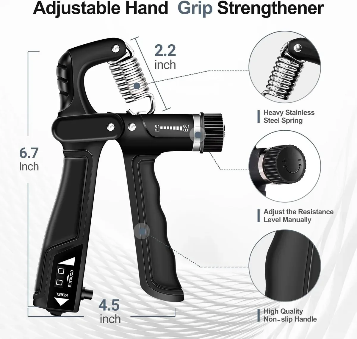 Adjustable hand gripper dial in the grip strength trainer kit