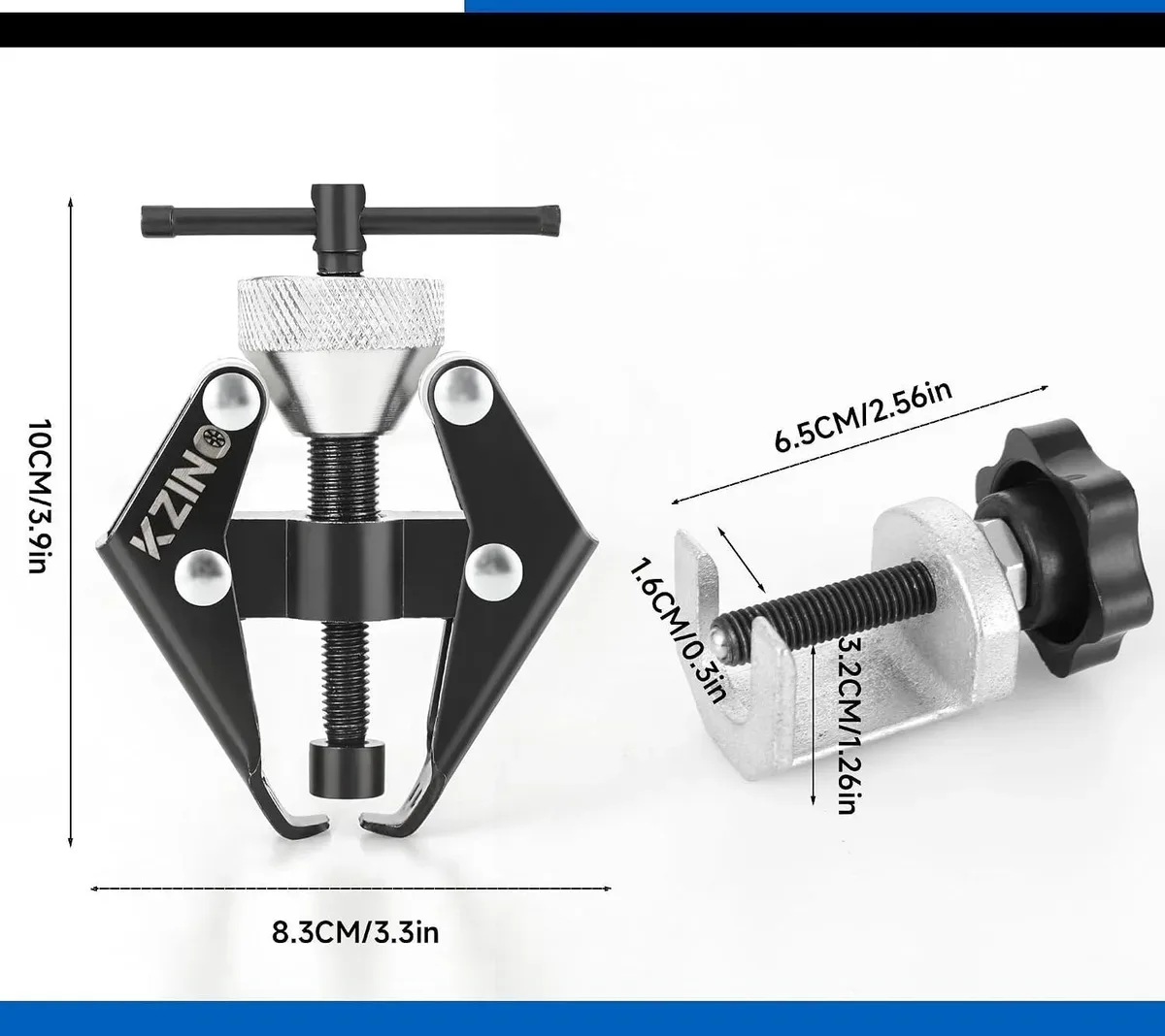 Wiper arm puller shown with a size reference