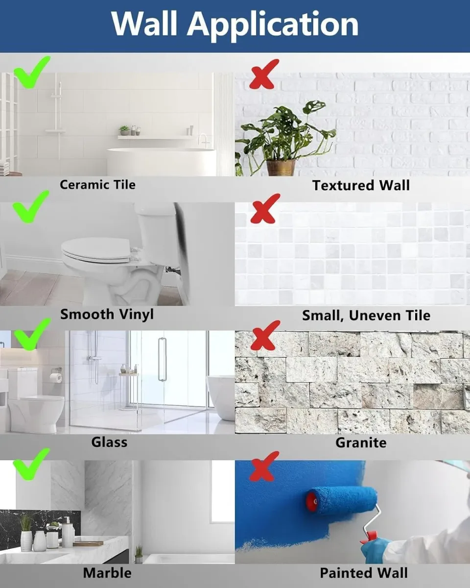 Wall surfaces that suit the suction cup grab bar