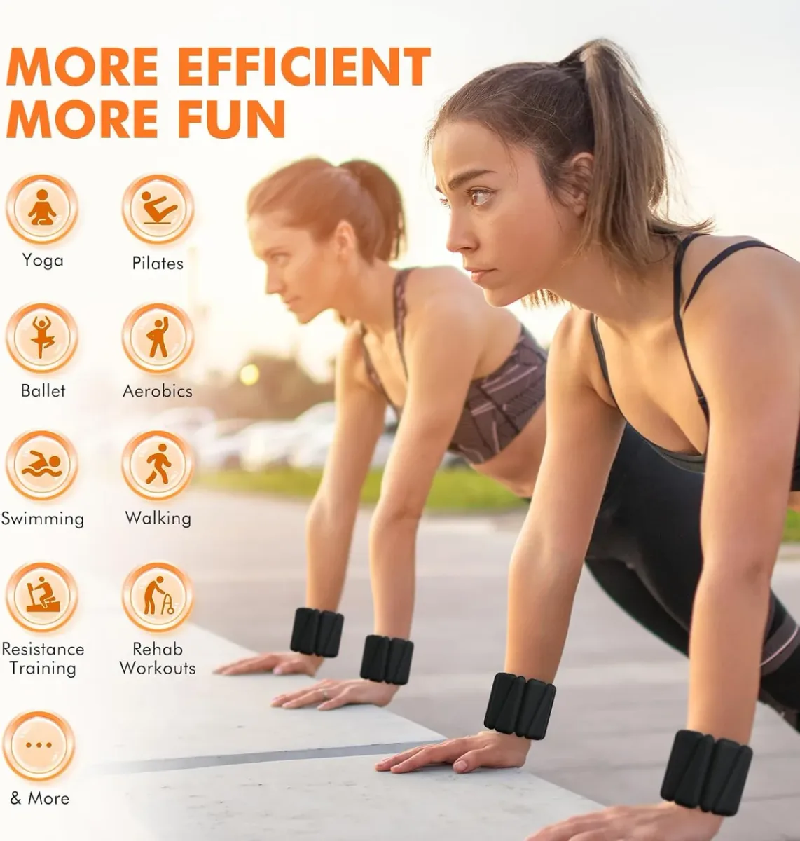 Wrist and ankle weights adding resistance to a workout