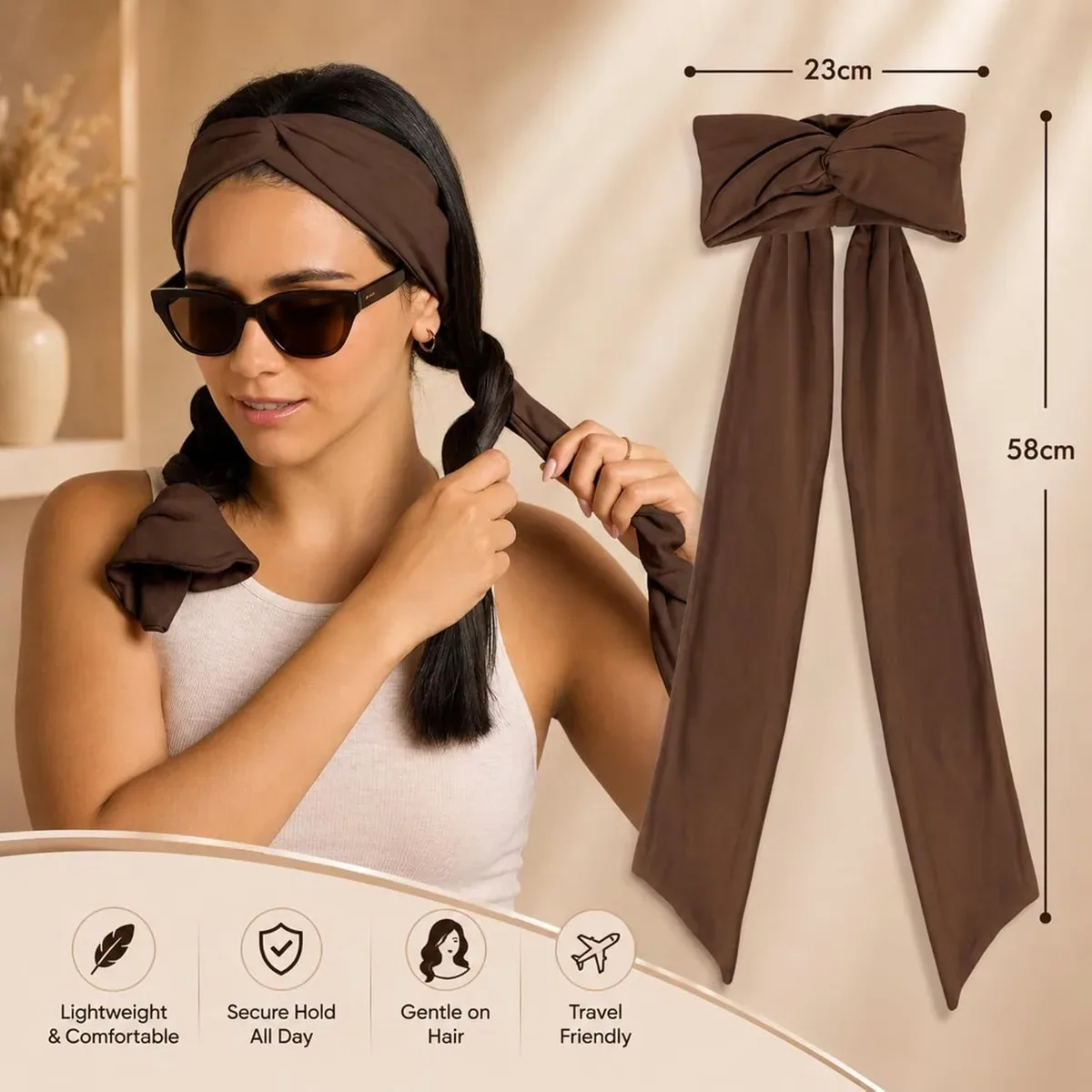 Measured length of the heatless curling headband