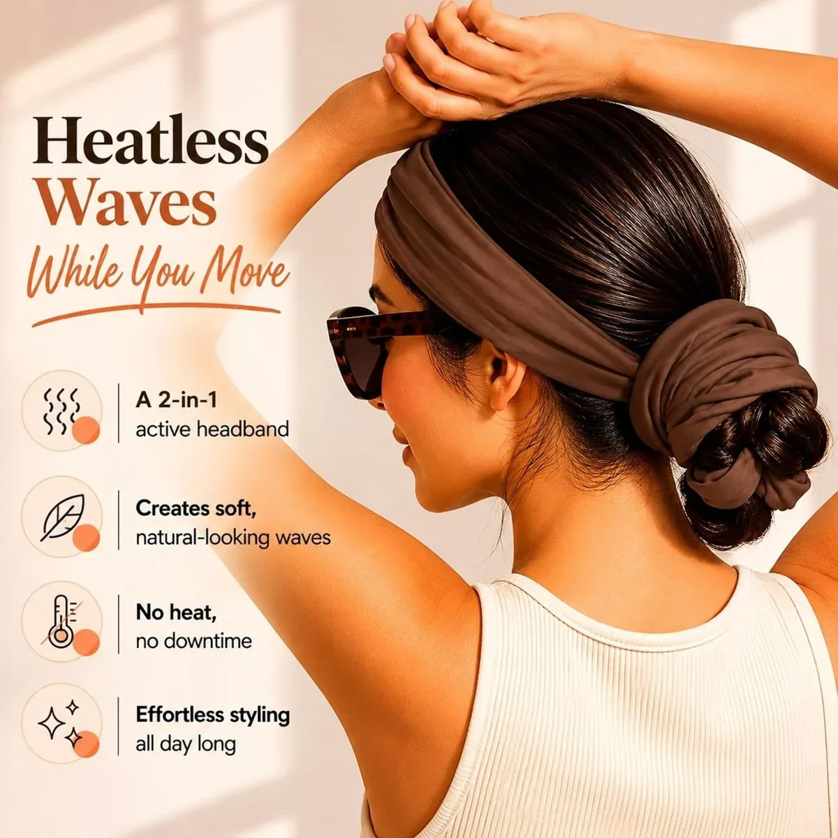 Wearing the heatless curling headband while out and about