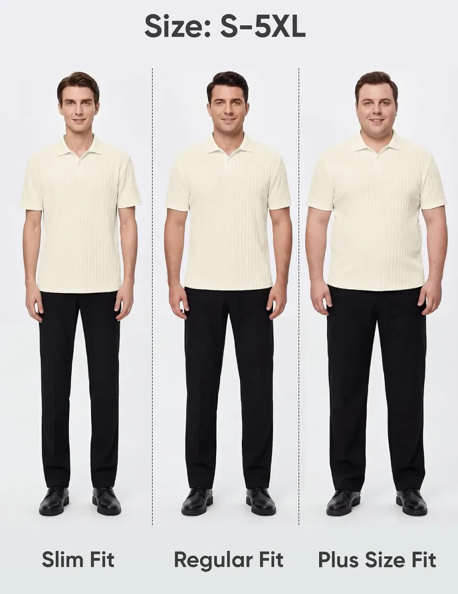 Fit guide for choosing a textured knit polo shirt size