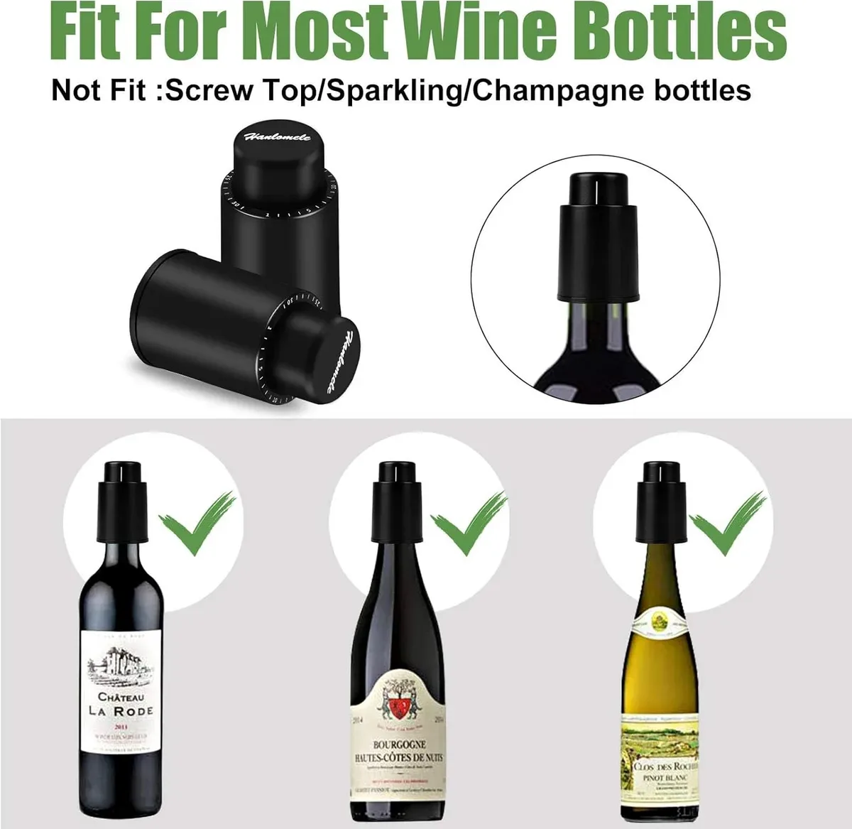 Bottle types that fit the vacuum wine stopper and ones that do not