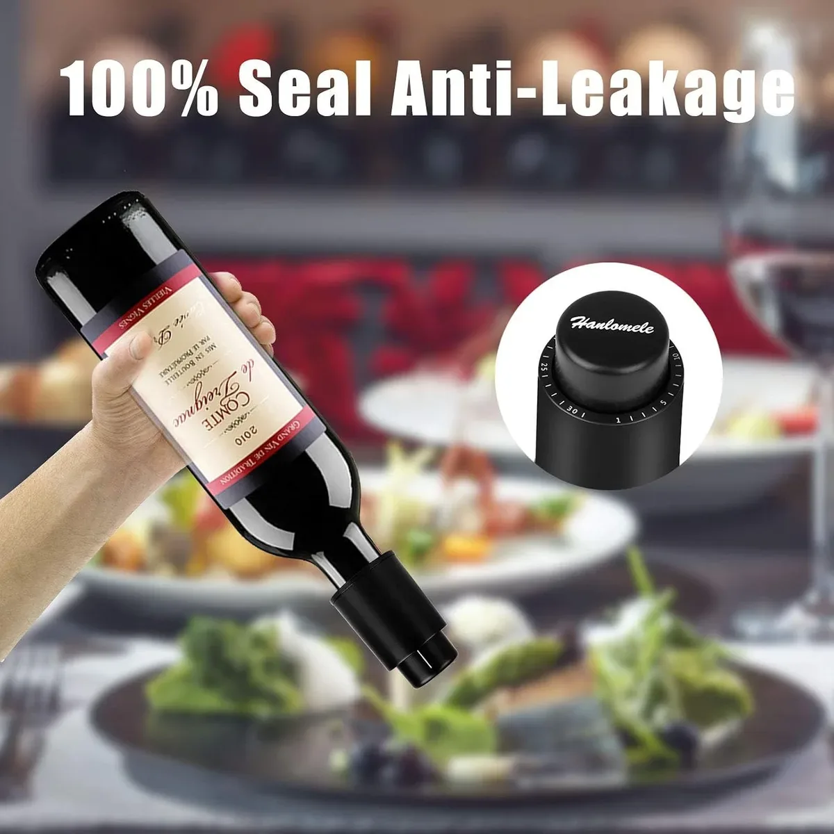 Leak-proof seal of the vacuum wine stopper inside a bottle neck