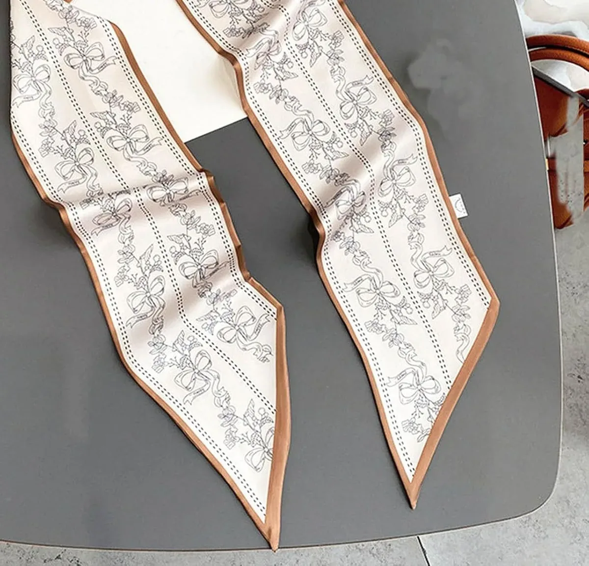 Skinny satin scarf length and weight measurements